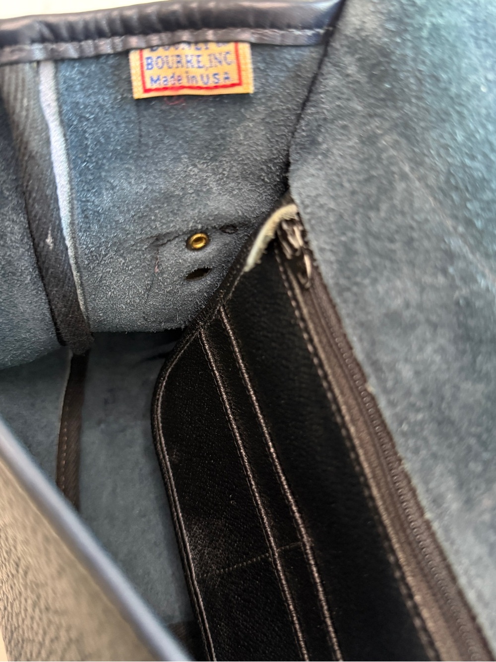 Dooney & Bourke Blue Leather Crossbody Bag with brass Hardware Vintage - Picture 9 of 11